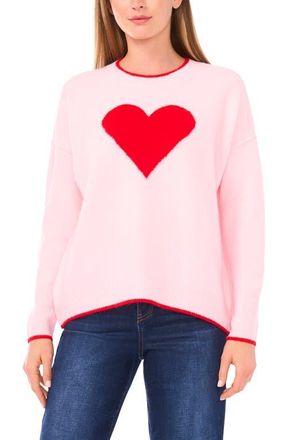 CeCe by Cynthia Steffe Heart Graphic Sweater in Pink Horizon at Nordstrom, Size Xx-Large