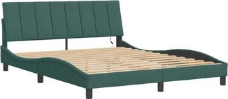 vidaXL Estructura Cama Con Luces Led Terciopelo Verde Oscuro 160x200cm Vidaxl