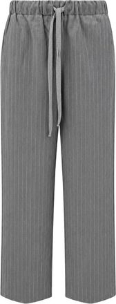 PDR Phisique Du Role Pinstripe Wijde Broek - Dames - Wijde Broeken - Grijs - M - Wol - Broeken