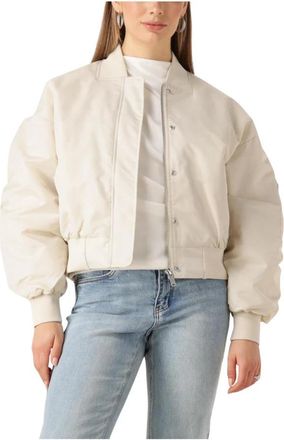 MY ESSENTIAL WARDROBE Korte Bomberjack in Zandkleur - Dames - Bomber jackets - Wit - 2XL - Jassen