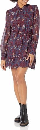 Paige Vittoria Long Sleeve Mini Dress In Amethyst Multi