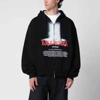 Balenciaga Felpa oversize con zip in cotone nera