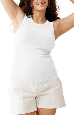 Ingrid & Isabel Seamless Rib Maternity Tank in White at Nordstrom, Size X-Large