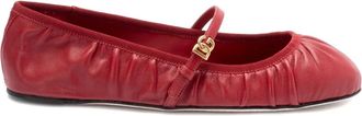 Dolce & Gabbana Rode platte schoenen met logogesp - Dames - Ballerinas - Rood - 37 EU - Katoen - Schoenen