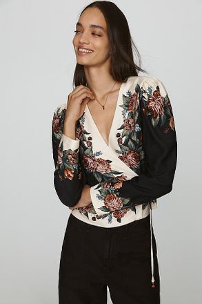Farm Rio Winter Florals Wrap Blouse