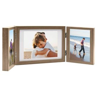 Berkfield Home Trifold Photo Frame Collage Light Brown 28x18 cm+2x | Size: 28x18 cm