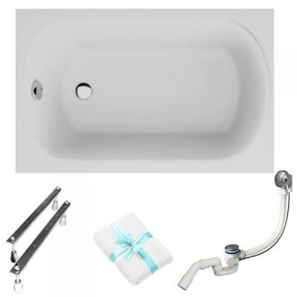 OEM Ba&ntilde;era Rectangular Polimat Mini 110x70 Con Sif&oacute;n Y Patas Cromadas
