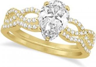 Allurez Infinity Pear-Cut Lab Grown Diamond Bridal Ring Set 14k Yellow Gold (0.63ct)