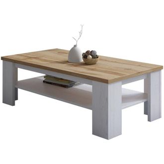 Dmora Tavolino da Salotto Carlazzo, un Vano, Forma Rettangolare, Colore Struttura Marrone, 130x67x41h cm Bianco