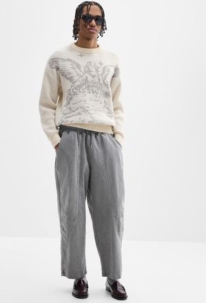 Djab Mens Slanted-panel twill pant Barrel fit Imported from Seoul