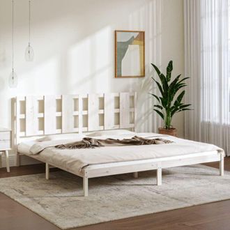 vidaXL Vidaxl - Estructura De Cama Madera Maciza Blanco Supe King 180x200 Cm