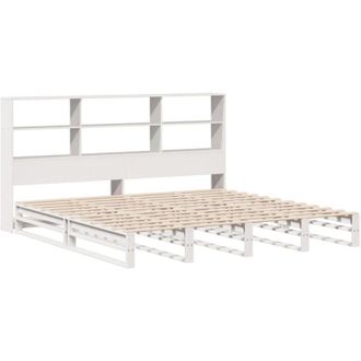 vidaXL Vidaxl - Cama Con Estanter&iacute;a Sin Colch&oacute;n Madera Maciza Blanca 180x200 Cm