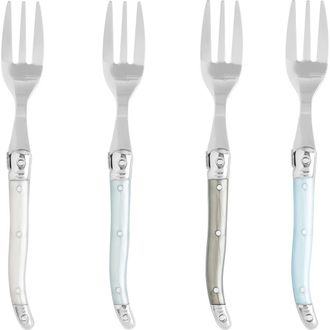 French Home Set of 4 Faux Mother-of-Pearl Assorted Dessert Forks in Silver Multi Color at Nordstrom Rack