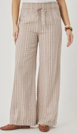 Splendid Meadow Embroidered Cotton Drawstring Pants in Light Wicker Brown at Nordstrom, Size X-Small