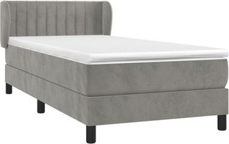 vidaXL Vidaxl - Cama Box Spring Con Colch&oacute;n Terciopelo Gris Claro 90x190 Cm