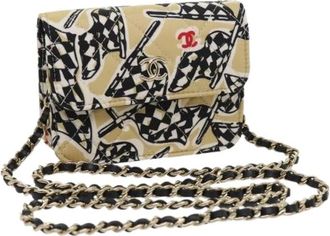 Chanel Pre-owned Cross Body Bags, female, Beige, Size: ONE SIZE Pre-owned Canvas Cross Body Bag