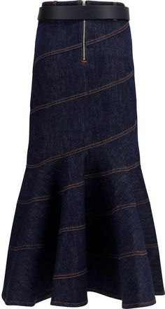Self Portrait Womens Blue Denim Skirt
