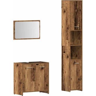 vidaXL Vidaxl - Juego De Muebles De Ba&ntilde;o 3 Piezas Madera Ingenier&iacute;a Envejecida
