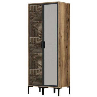 Dmora Dmora - Guardaroba 2 ante Mirfak, Mobile camera da letto, Cabina armadio portabiti, Armadio appendiabiti, 80x201h48 cm, Noce e Bianco, con imballo