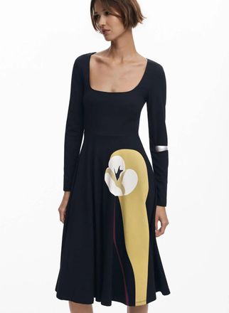 Desigual Lirio Scoop-Neck Midi Dress In Black