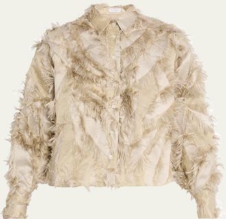 Brunello Cucinelli Fringed Fil Coupe Jacquard Bomber Jacket