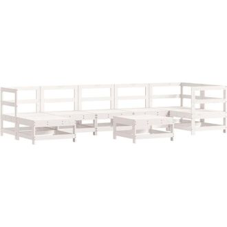 vidaXL Juego De Muebles De Jard&iacute;n 8 Piezas Madera Maciza Pino Blanco Vidaxl