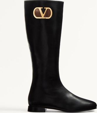 Valentino Garavani Stivale Vlogo Signature In Capretto 20Mm Donna NERO 35.5