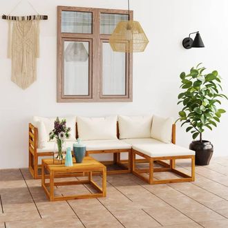 Berkfield Home 5 Piece Garden Lounge Set with Cushions Solid Wood Acacia (UK/IE/FI/NO only) in Brown