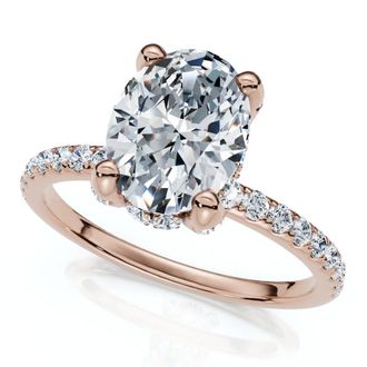 Pompeii3 1 1/2Ct Oval Diamond Accents Engagement Ring White Yellow or Rose Gold Lab Grown