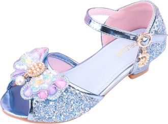 Generic FGUUTYM Girls Princess Shoes Kids Mary Jane Crystal For Party Glitter Sequins School Shoes Princess Shoes Bridal Shoes Flat Fish Mouth Communion Shoes