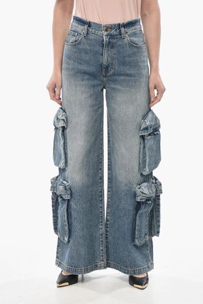 Amiri Jeans Cargo Wide Leg in Denim Delav&egrave; Amiri