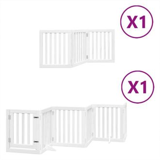 vidaXL Puerta Para Perros Plegable 9 Paneles Madera &Aacute;lamo Blanca 450cm Vidaxl