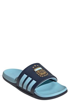 adidas Gender Inclusive Adilette Comfort 2.0 Argentina Slide Sandal in Navy/Dark Gold/Icey Blue at Nordstrom, Size 10 Womens