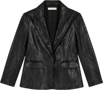 Yes-Zee Single-Breasted Jacket - Dames - Blazers - Zwart - S - Leer - Jassen