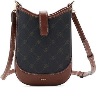 Mango Logo Print Crossbody Phone Bag in Brown at Nordstrom