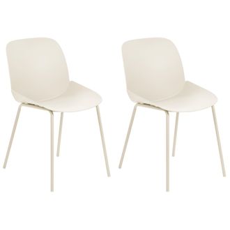Beliani Conjunto De 2 Sillas Beige Material Pl&aacute;stico Contempor&aacute;neo Comedor Milaca