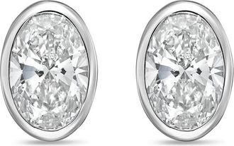 Diana M. Jewels 14Kt White Gold 1.50 cts Lab Grown Oval Diamond Bezel Studs