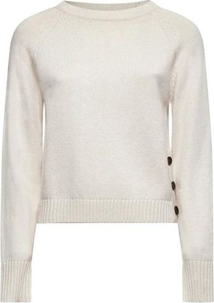 Silvian Heach Shirt met drie zijknopen - Dames - Ronde hals truien - Beige - L - Wol - Truien & Vesten