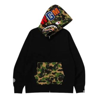 A Bathing Ape Camo Shark Full Zip Hoodie Black 1M30115301-BLACK