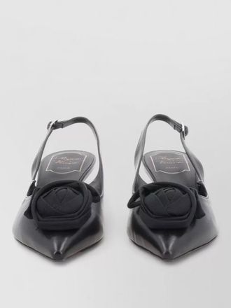 Roger Vivier slingback pumps pointed toe kitten heel flowers