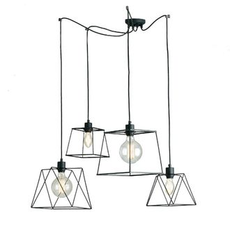 Netlighting BROOKLYN 4 Light Cluster Pendant Ceiling Light Black 250cm