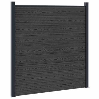 vidaXL Panel De Valla Wpc Y Aluminio Negro Vidaxl