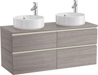 Roca Roca - Mueble Base De 4 Cajones Para 2 Lavabos De Sobre Encimera The Gap Color: Roble City Texturizado