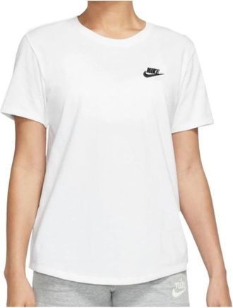 Nike Bedrukt T-shirt met korte mouwen en ronde hals - Dames - Sportshirts - Wit - L - Katoen - Fitness