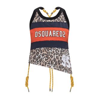 Dsquared2 Sleeveless Tops, female, Multicolor, Size: 2XS Logo Top