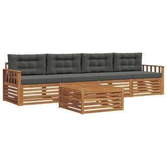 vidaXL Conjunto De Sof&aacute;s De Exterior 5 Pcs Natural Y Antracita Vidaxl