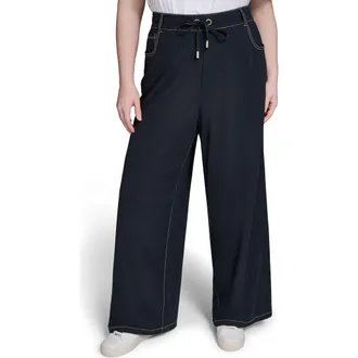 Karl Lagerfeld Drawstring Pants in Midnight at Nordstrom, Size 3X