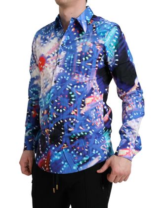Dolce & Gabbana Mens Multicolor Luminarie Slim Martini Shirt Cotton