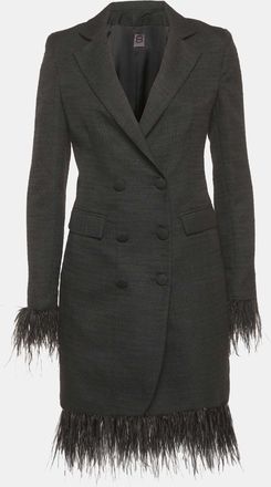 8 by YOOX Black Tweed Feather Trim Blazer And Mini Skirt Suit