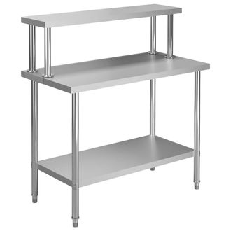 vidaXL Mesa De Trabajo De Cocina Con Estante Acero Inox 120x60x120cm Vidaxl